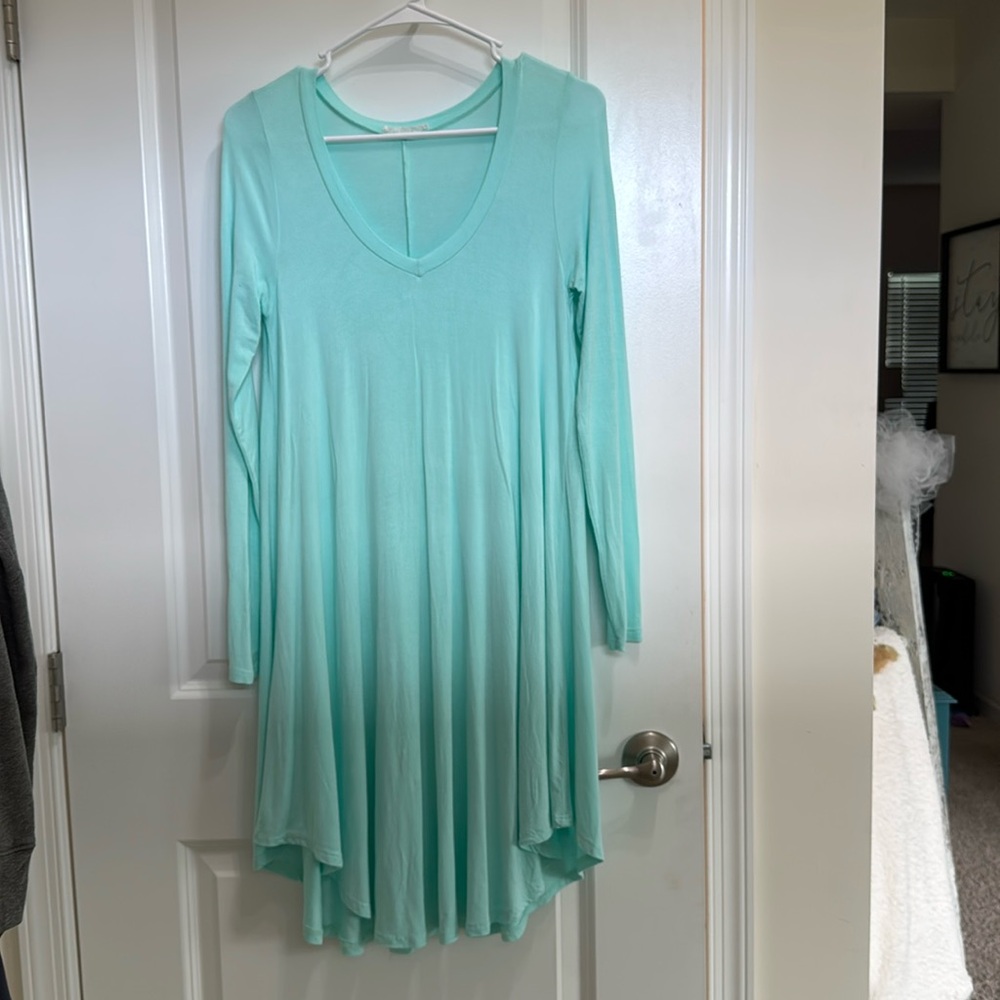 Reborn J Aqua Blue V-neck Tunic Dress